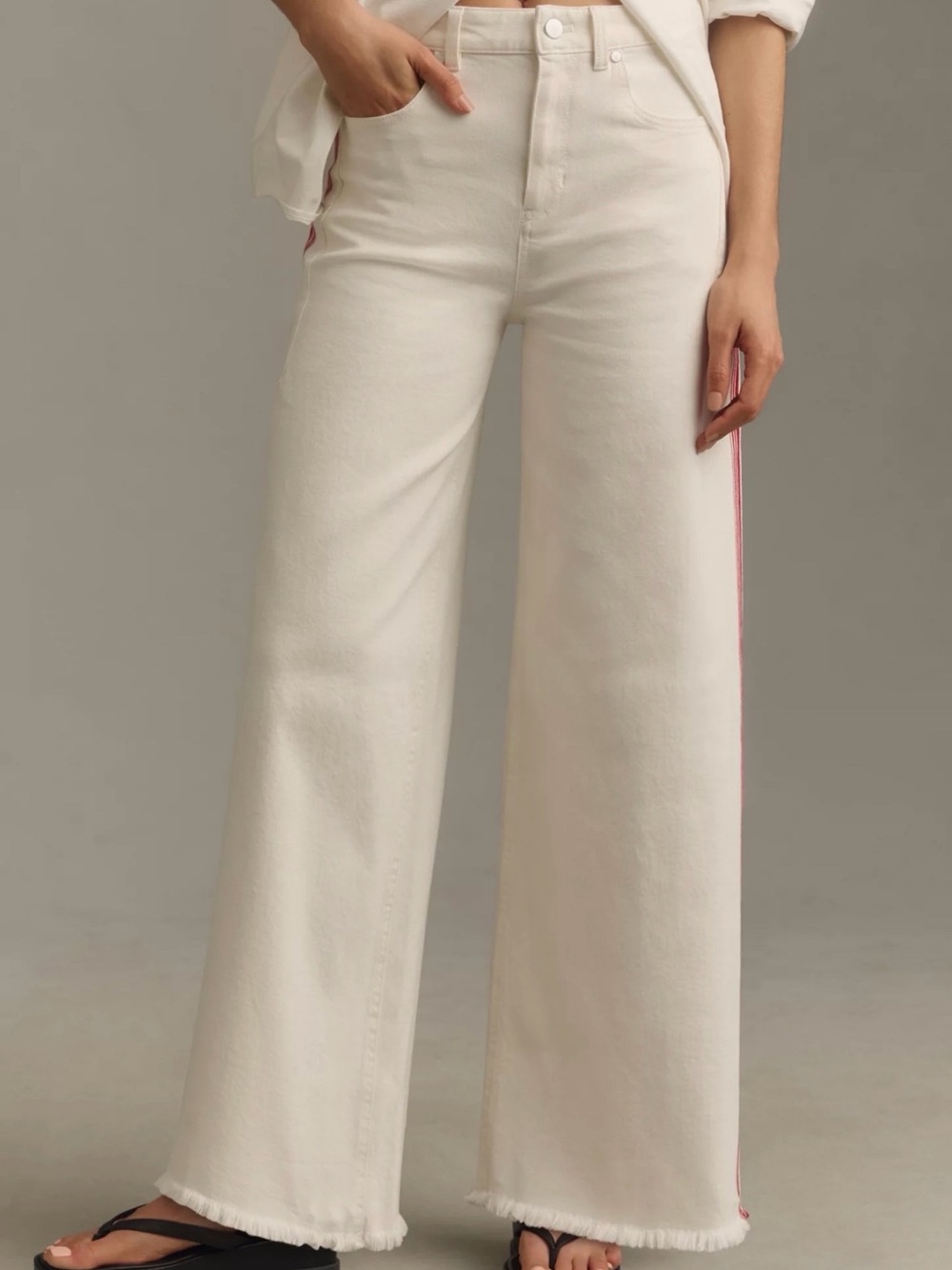 Anthropologie Pilcro Dishtowel Stripe Mid-Rise Wide-Leg Jeans NWT Size 27 - Picture 8 of 10
